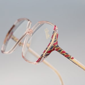 Silhouette M 1199 C 6050, Vintage 80s colorful pattern & clear oversized large hexagon glasses frames womens NOS
