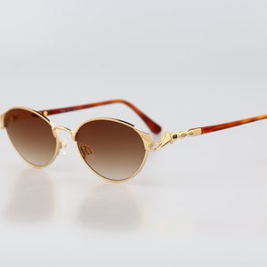 Diva 5032 4, Vintage 90s gold & tortoise victorian oval cat eye sunglasses women, NOS
