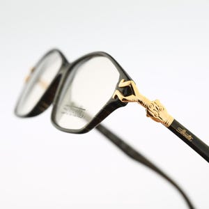 Silhouette M 1452 20 C 6050 Africa, Vintage 90s unique black and gold hexagon cat eye glasses frames womens NOS