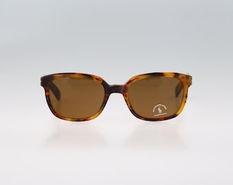 Gafas de sol cuadradas con lentes de cristal de carey de estilo vintage de los años 90 para hombre y mujer, Polo Ralph Lauren Classic 824 S 022, NOS