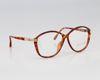 Christian Dior  2531 10, Vintage 80s tortoise oversized butterfly eyeglasses frames womens / NOS