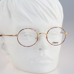 L&#39;amy Zenith CC21 L1258, Vintage 90s tortoise & gold circle round eyeglasses frames womens NOS