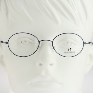 Rodenstock R 4244 F, Vintage 90s blue small round eyeglasses frames mens & womens NOS