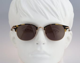 Roy Tower 35 TO, Vintage 90s gold & tortoise small clubmaster sunglasses men and women NOS