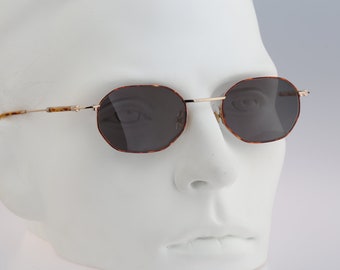 Sisley SLY 336 13M, Vintage 90s gold & tortoise small octagon sunglasses men and women, NOS