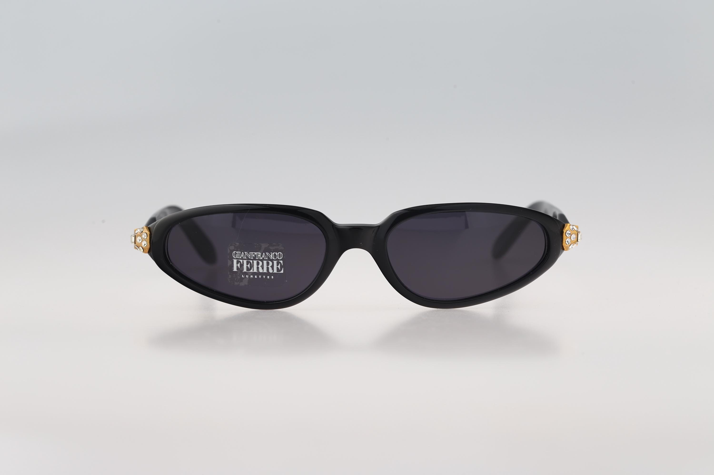 Gianfranco Ferre GFF 344 S 807, Vintage 90s Black Rhinestones Slim