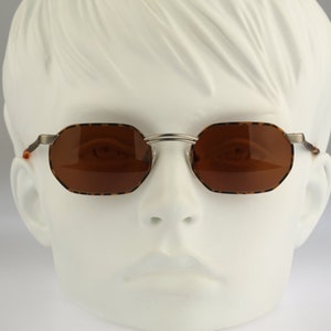 Look 443 Arrow, petites lunettes de soleil hexagonales en or et écaille vintage des années 90 pour hommes et femmes NOS