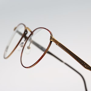 Pop Max 57F, Vintage 90s antique gold and tortoise panto round eyeglasses frames mens & womens NOS