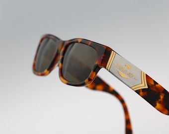 Police 1207 778, gafas de sol rectangulares pequeñas de color tortuga vintage de los años 90 para hombre y mujer, NOS