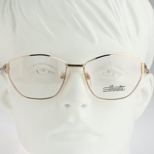 Silhouette M 6202 /20 V 6018, Vintage 80er Jahre Unikat eckig goldfarbene Cat Eye Brillenfassungen Damen NOS