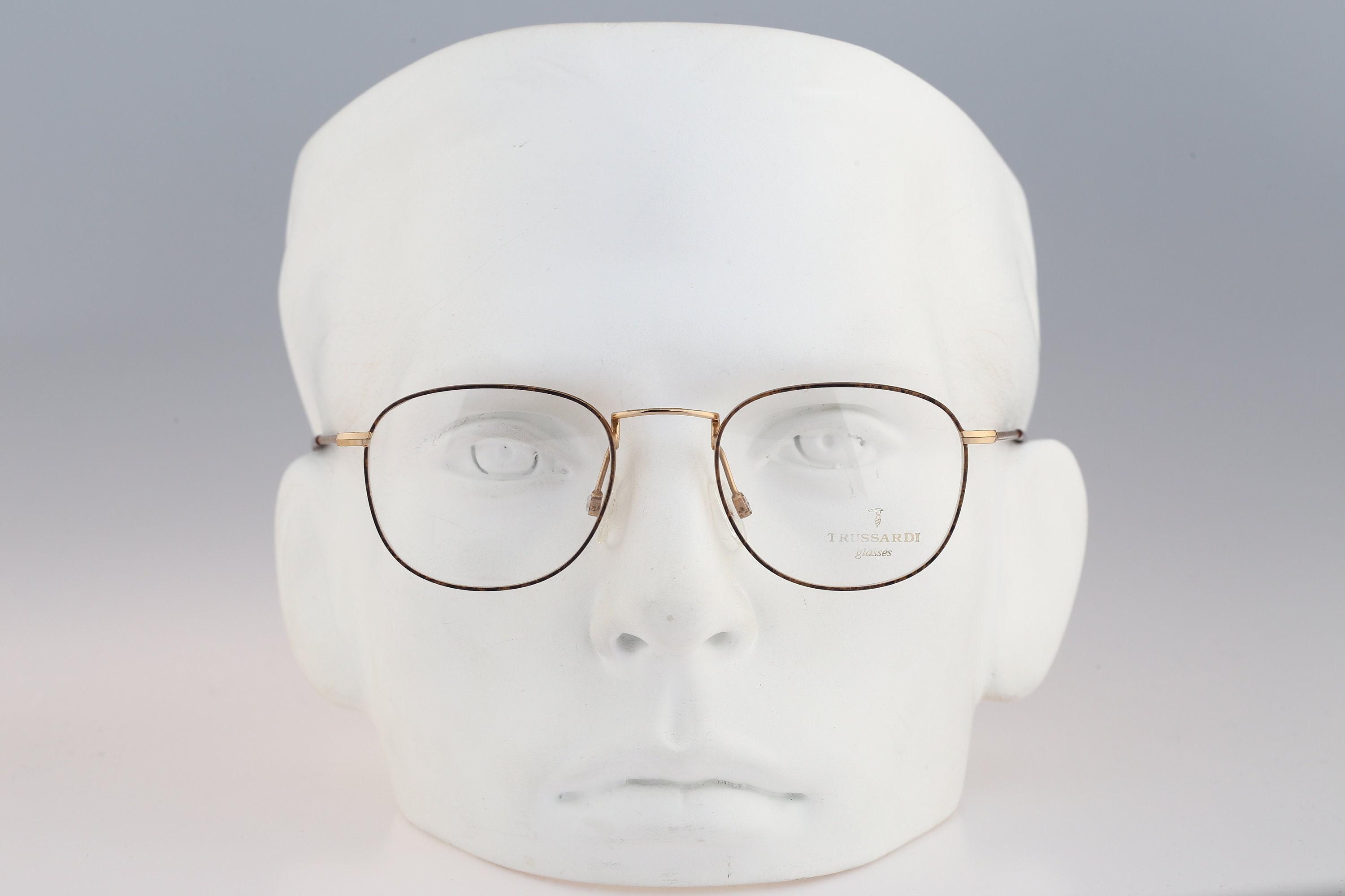 Trussardi TPL 11491, Vintage 90s gold and tortoise square eyeglasses frames mens & womens / NOS