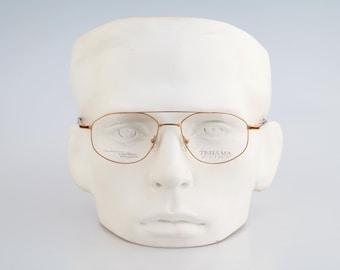 Tehama LE 2 CG, Vintage 90s gold and tortoise hexagon aviator eyeglasses frames mens and womens NOS