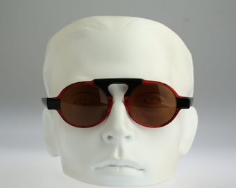 Christopher D. 2526 553 Hand made, Vintage 90s unique black & tortoise round circle sunglasses mens and women NOS