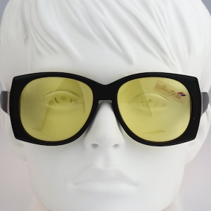 Silhouette M 3119 20 C 0091, Vintage tinted yellow lenses unique black oversized square sunglasses women, NOS