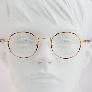 Police 2170, Vintage 90s gold and tortoise small circle round eyeglasses frames mens & womens NOS