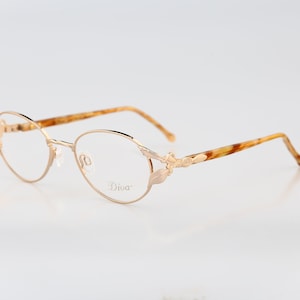 Diva 5074 74, Vintage 90s victorian tortoise & gold round eyeglasses frames womens NOS