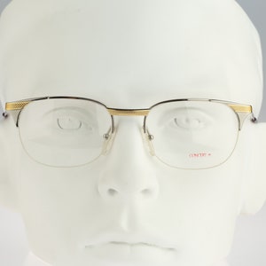 Concert 808-A, Vintage 90s gold and silver half rim square eyeglasses frames mens & womens / NOS