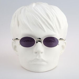 Public by Aspekte 1002 400, Vintage 90s white and black steampunk small oval sunglasses mens & women, NOS