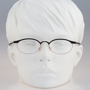 It&#39;s Titanium 604, Vintage 90s laser cut ultra lightweight nylor black & pink oval cat eye glasses frames women / NOS