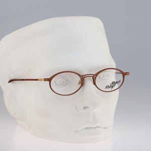 Robert Rudger 1450 151 96, Vintage 90s bronze and red  unique small oval eyeglasses frames mens & womens NOS