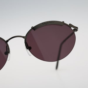 Byblos 586 S 3143 26, Vintage 90s gray unique steampunk half rim oval sunglasses mens & women, NOS