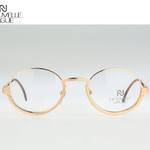 Nouvelle Vague Faye 040, Vintage 90s unique gold small round eyeglasses frames mens & womens NOS