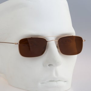Finissimo by Lastes 105 63, Vintage 90s unique gold small rectangle aviator sunglasses men & women NOS