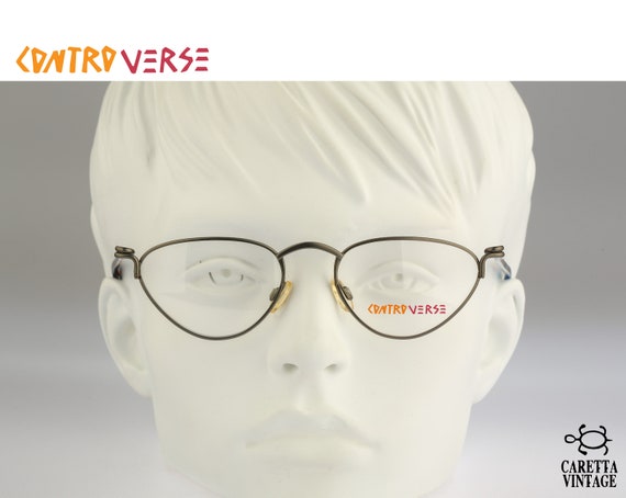 Contro Verse 3040 128 Vintage 90s Unique Colorful Gray Steampunk Small Cat Eye Glasses Frames Womens NOS Etsy