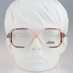 Silhouette M 1762 20 C 1973, Vintage 80s colorful & clear oversized hexagon eyeglasses frames womens NOS