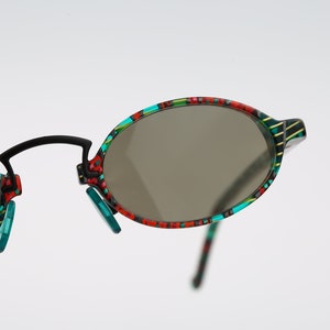 Robert Rudger 1130 145 08, Vintage 90s unique colorful small oval sunglasses women, NOS
