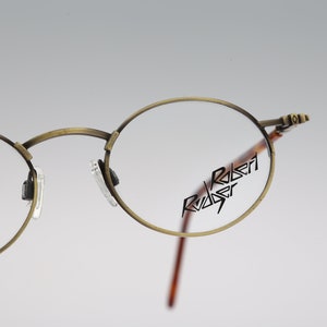 Robert Rudger 1290 123 36, Vintage 90s tortoise & antique gold steampunk small round eyeglasses frames mens and womens NOS