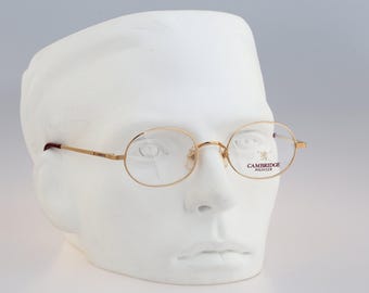 Cambridge Polo Club  5045 1, Vintage 90s small gold oval eyeglasses frames mens & womens NOS