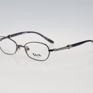 Kansai Yamamoto KY 3005U 4 L2 Titanium DC SV925, Vintage 90s unique blue small cat eye glasses frames womens / NOS