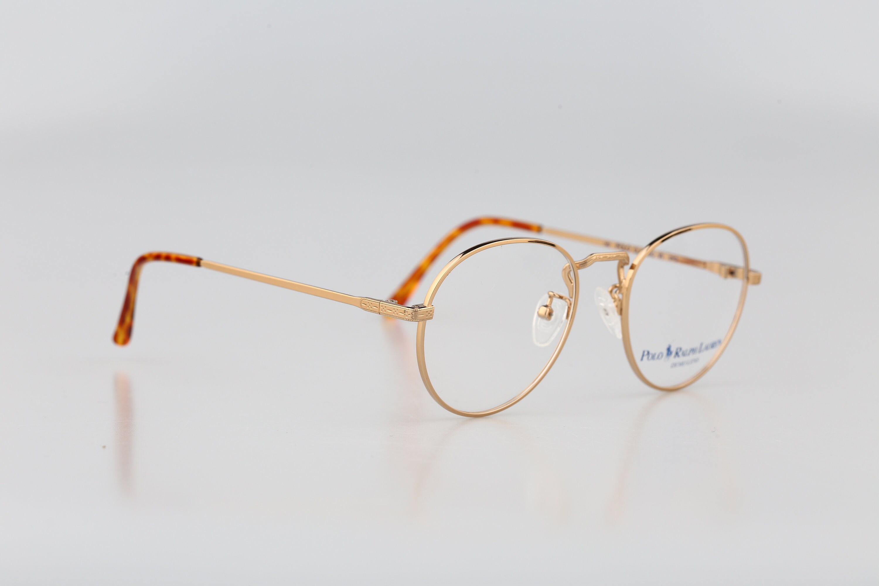 Vintage Polo Ralph Lauren Classic VI Gold Tortoise Shell Round Frame Glasses Polo Ralph Lauren VI 0YG, Vintage 90s Gold Panto Round  main image 3