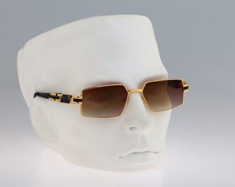 Diva 4087 2, gafas de sol cuadradas negras y doradas vintage de los años 90 para hombre y mujer, NOS