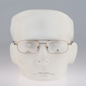 Aigner A 9111 D 18KT Gold plated, Vintage 90s small rectangle aviator eyeglasses frames mens & womens NOS