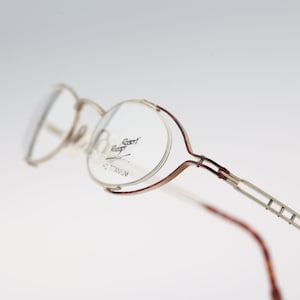 Robert Rudger 1960 245 J0 HQ Titanium Vintage 90s gold and red steampunk half rim slim small oval eyeglasses frames mens & womens NOS
