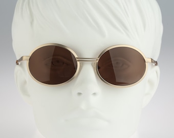 Allison M099 S GPLO, Vintage 90s unique gold oval sunglasses women,  NOS