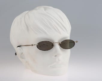 Contro Verse 4090 010 K9, gafas de sol vintage de los años 90 con montura ovalada pequeña y delgada, estilo steampunk, en color tortuga y dorado, para mujer, NOS