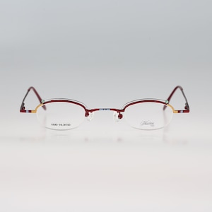 Plume Paris Net 7722, Vintage 90s colorful unique half rim micro small square reading glasses frames mens & womens / NO