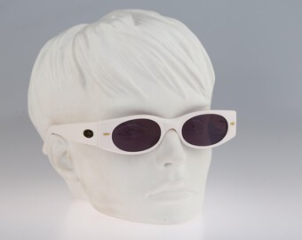 Sting 329 A, gafas de sol rectangulares finas blancas vintage de los años 90 para mujer, NOS