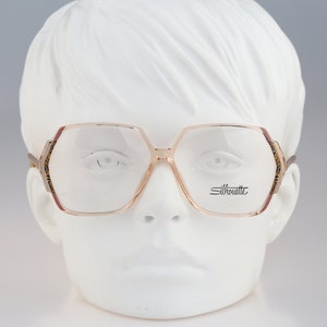 Silhouette M 1199 20 C 1957, Vintage 80s  clear oversized hexagon glasses frames womens NOS