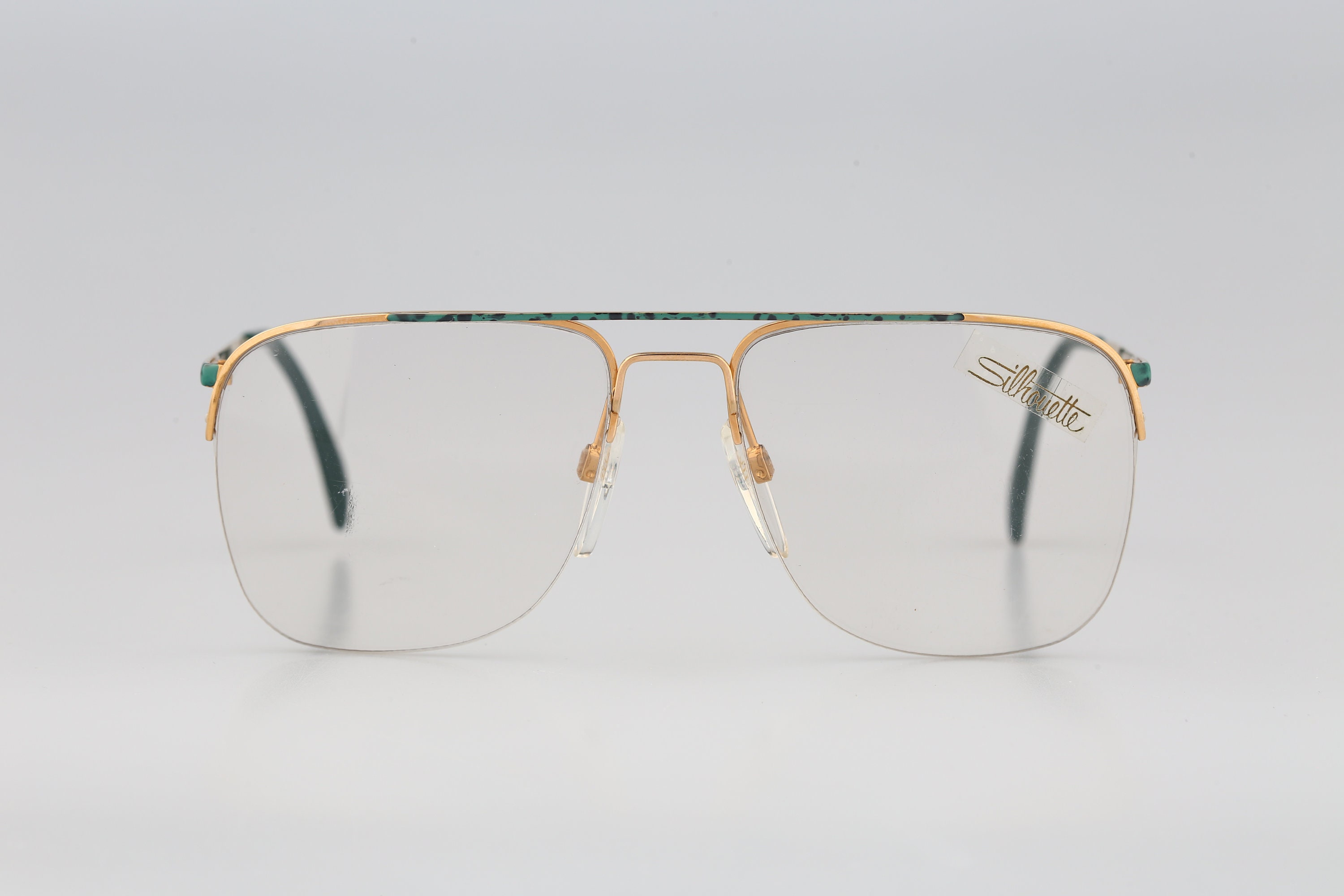 Silhouette M 7185, Vintage 80s Gold and Green Half Rim  display picture 2