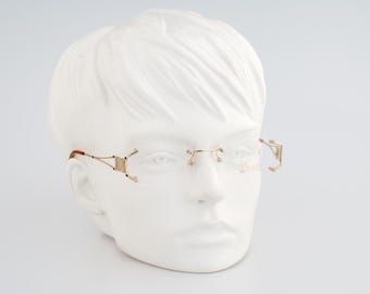 Gafas de sol Smart 21C 1, estilo vintage de los años 90, con montura rectangular sin montura, en dorado con diamantes, para mujer, NOS