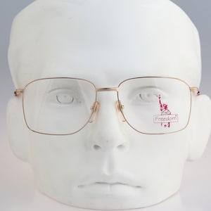 Freedom 4706, Vintage 90s large gold rectangle glasses frames mens / NOS