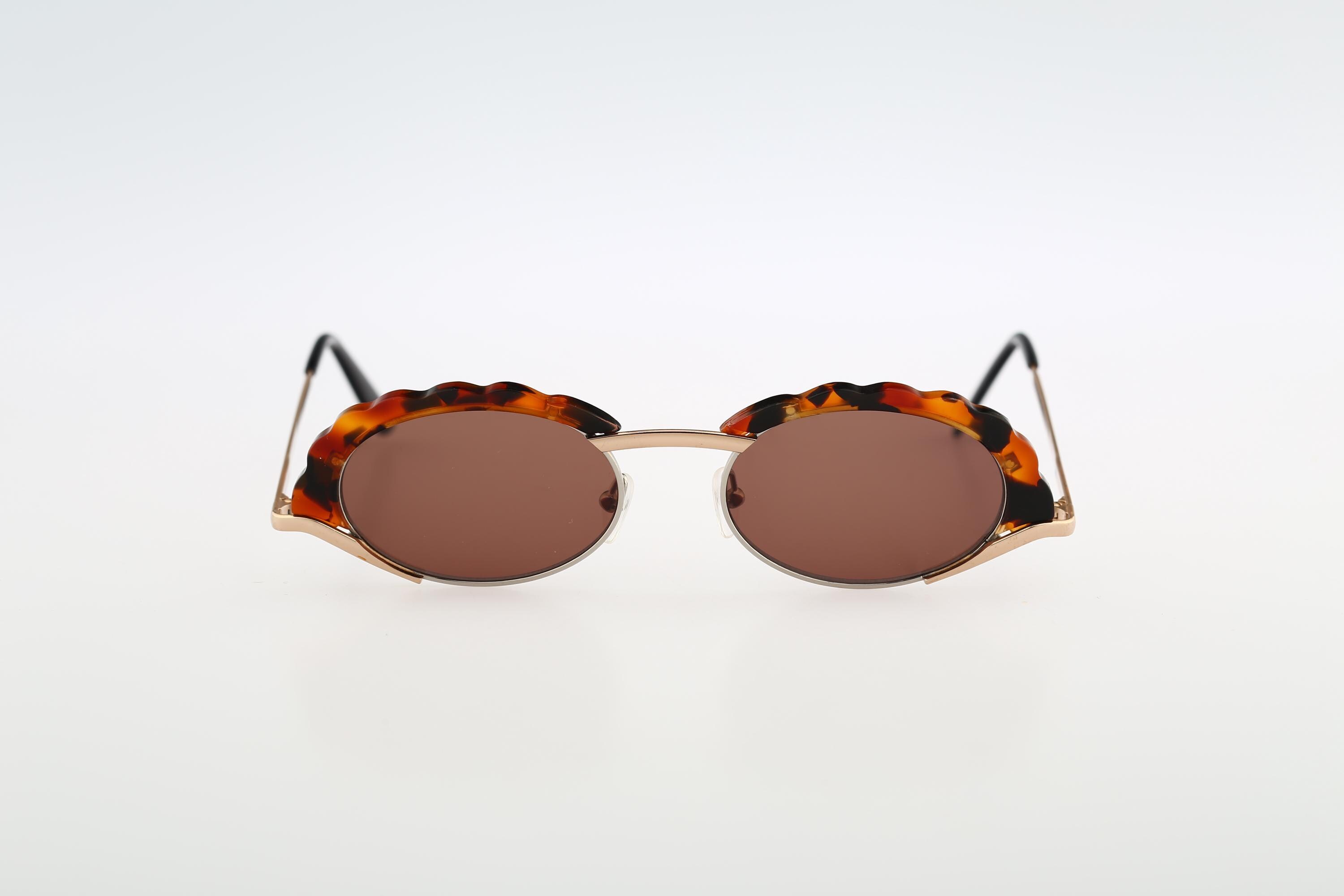 Bijou AC 1 01, Vintage 90s Unique Browline Tortoise, Gold and