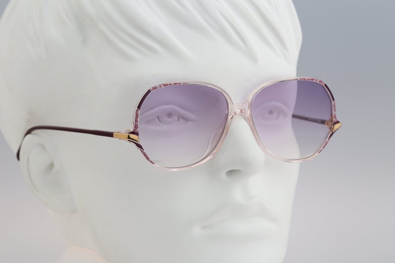 Silhouette M 1813 20 C 2686, Vintage 80s tinted purple lenses unique clear oversized butterfly sunglasses women, NOS image 2