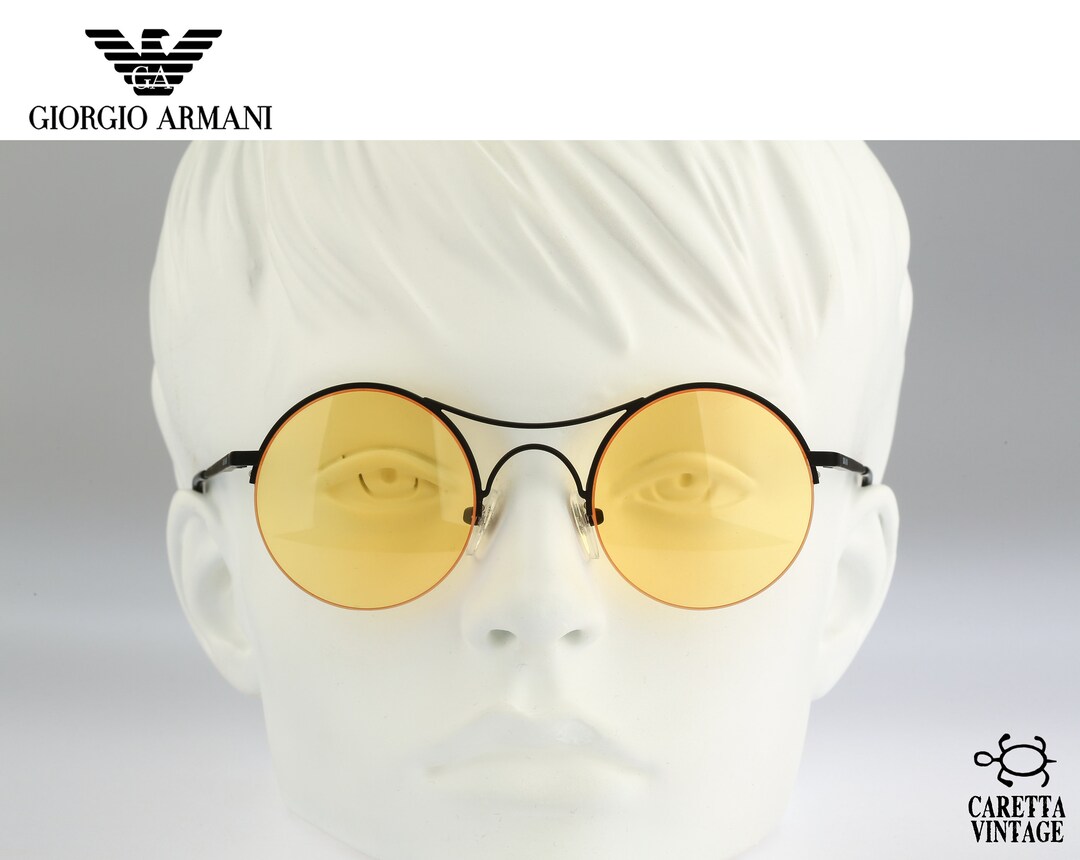 NEW In Case Giorgio Armani Brushed Gold Round Sunglasses s-l400.jpg main image 4