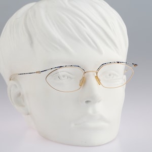 Eschenbach Titanium 3578 31, Vintage 90s colorful browline unique oval eyeglasses frames womens NOS