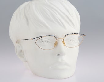 Eschenbach Titanium 3578 31, Vintage 90er Jahre bunt Browline einzigartig oval Brillengestelle Damen NOS